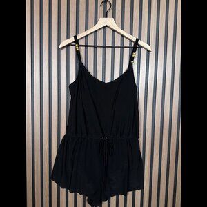New Beyond Control Romper 12 / L Womens Black One Piece Drawstring Waist Stretch